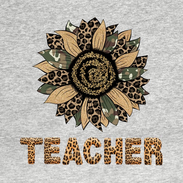 Cute Sunflower Leopard Teacher Tee Back To School by drag is art